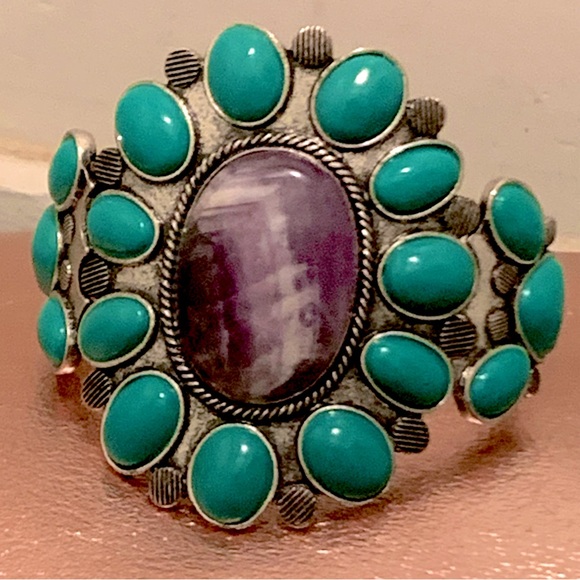 Lucky Brand Western Boho Cuff Bracelet W/ Stones - Picture 1 of 3